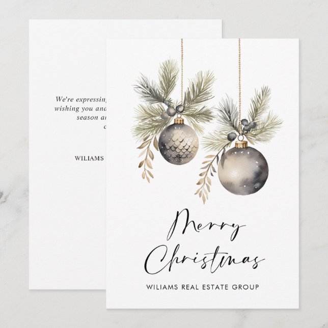 Elegant Minimalist Corporate Christmas Greeting Holiday Card (Front/Back)