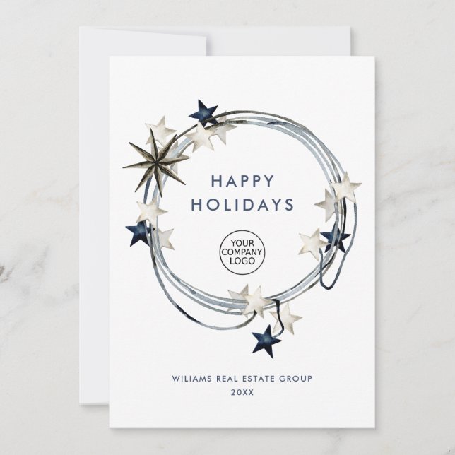 Elegant Minimalist Corporate Christmas Greeting Holiday Card (Front)