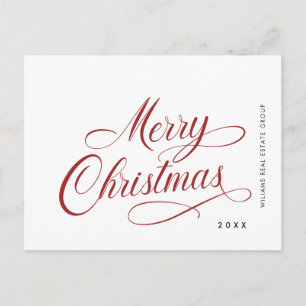 Elegant Minimalist Corporate Christmas Holiday Postcard