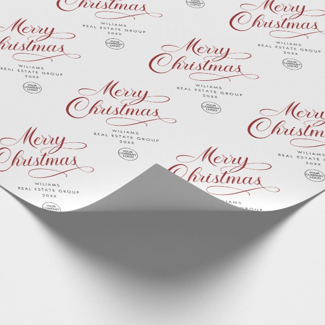 Elegant Minimalist Corporate Holiday Christmas Wrapping Paper (Corner)