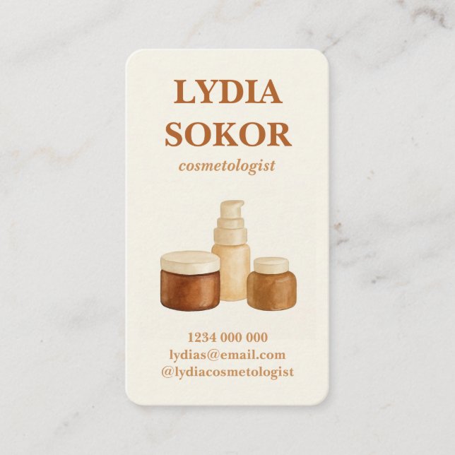 Elegant Minimalist Cosmetologist Business Card  (Front)