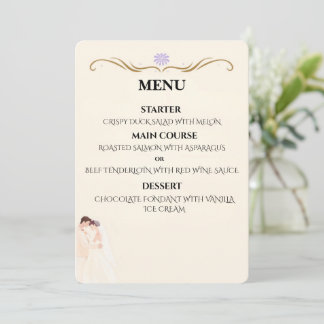 Elegant Minimalist Couple Wedding Menu Card