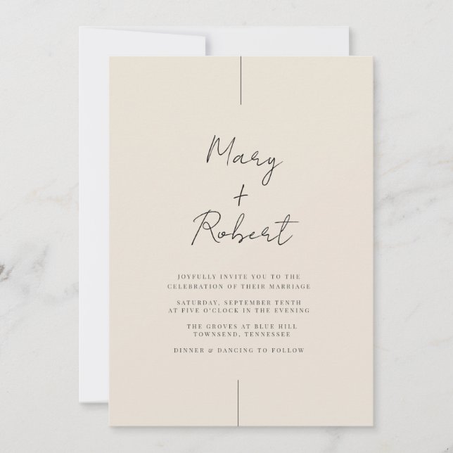 Elegant Minimalist Cream Modern Wedding Invitation (Front)