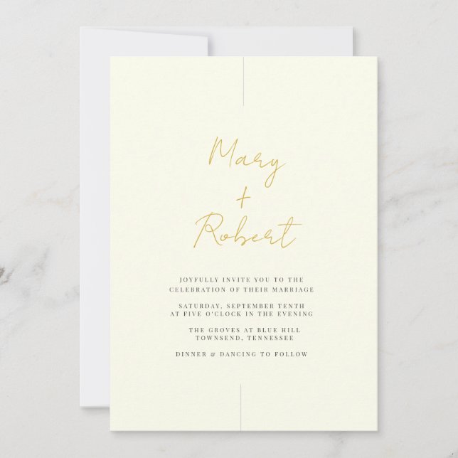 Elegant Minimalist Cream Modern Wedding Invitation (Front)