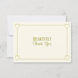 Elegant Minimalist Creamy White Golden Wedding Thank You Card