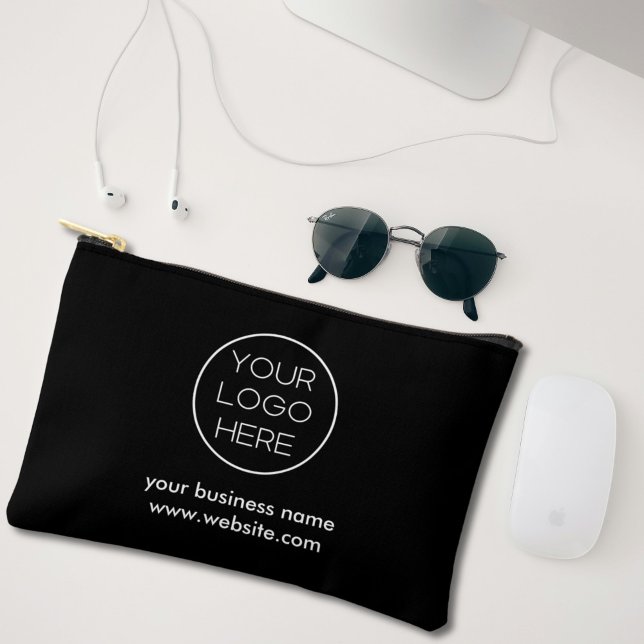 Elegant Minimalist Custom Business Logo | Black Accessory Pouch (Creator Uploaded)