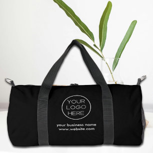 Elegant Minimalist Custom Business Logo   Black Duffle Bag