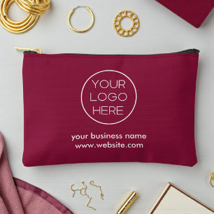 Elegant Minimalist Custom Business Logo   Burgundy Accessory Pouch