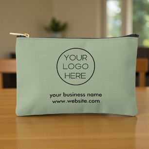 Elegant Minimalist Custom Business Logo Fo Green Accessory Pouch
