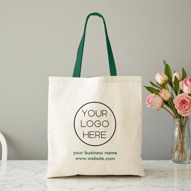 Elegant Minimalist Custom Business Logo Green Tote Bag (Creator Uploaded)