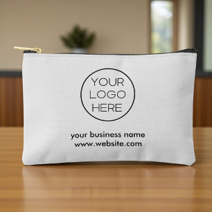 Elegant Minimalist Custom Business Logo   Grey Accessory Pouch
