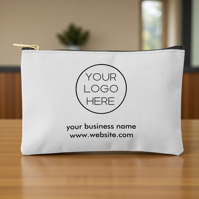 Elegant Minimalist Custom Business Logo | Grey Accessory Pouch (Creator Uploaded)