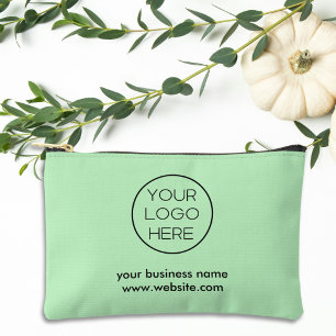 Elegant Minimalist Custom Business Logo Mint Accessory Pouch