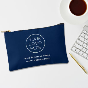 Elegant Minimalist Custom Business Logo   Navy Accessory Pouch