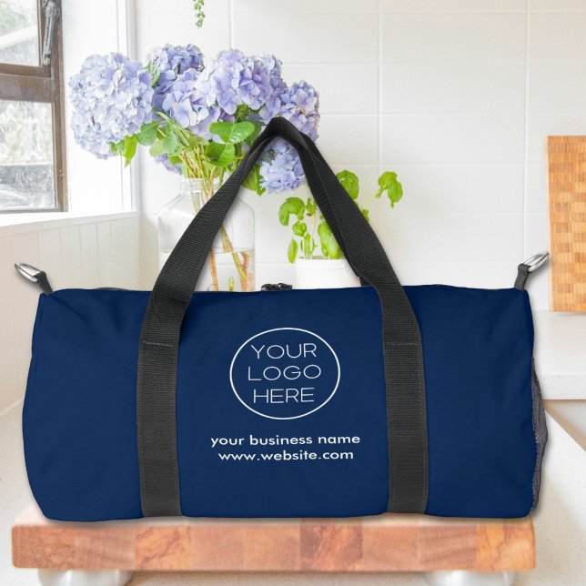 Elegant Minimalist Custom Business Logo Navy Duffle Bag (Creator Uploaded)