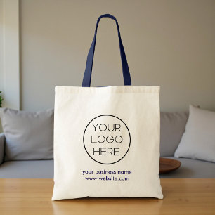 Elegant Minimalist Custom Business Logo Navy Tote Bag