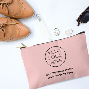 Elegant Minimalist Custom Business Logo   Pink Accessory Pouch