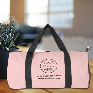 Elegant Minimalist Custom Business Logo   Pink Duffle Bag