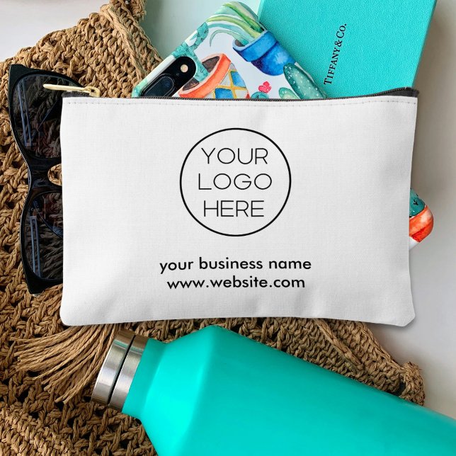 Elegant Minimalist Custom Business Logo | White Accessory Pouch (Creator Uploaded)