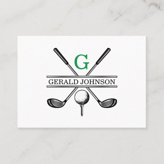 Elegant Minimalist Custom Golf Monogram Business C Card (Front)