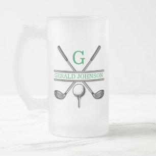 Elegant Minimalist Custom Golf Monogram Frosted Gl Frosted Glass Beer Mug