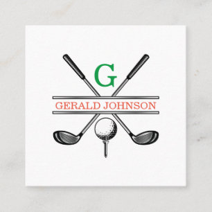 Elegant Minimalist Custom Golf Monogram Square Business Card