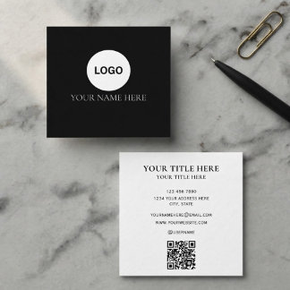 Elegant Minimalist Custom Professional Black Square Business Card