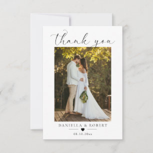 Elegant Minimalist Custom Wedding Couple Photo Thank You Card