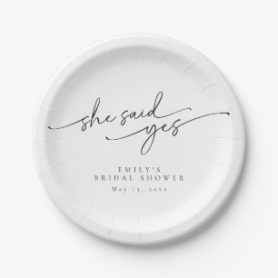 Elegant, Minimalist Customisable Bridal Shower Paper Plate