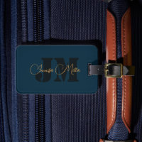 Elegant minimalist dark denim blue monogram design