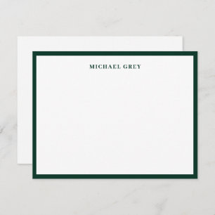 Elegant Minimalist Dark Green Name Border Flat Card