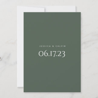 Elegant Minimalist Dark Green Wedding Invitation