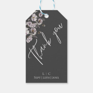Elegant minimalist dark grey, watercolor Thank you Gift Tags