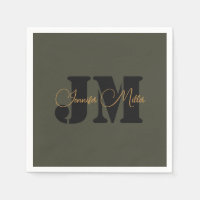 Elegant minimalist dark olive monogram design