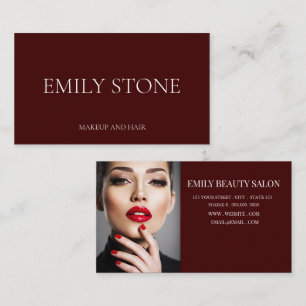 Elegant Minimalist Dark Red Professional photo Business Card