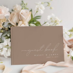 Elegant Minimalist Dark Taupe Wedding Guest Book