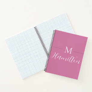 Elegant Minimalist Deep Pink Monogram Name Notebook