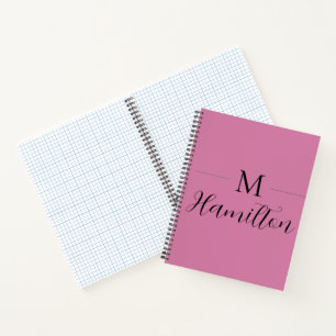 Elegant Minimalist Deep Pink Monogram Name Notebook
