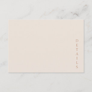 Elegant Minimalist Desert Sand Copper Wedding Enclosure Card