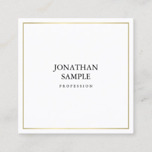 Elegant Minimalist Design Gold Look Modern Plain Square Business Card