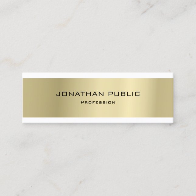 Elegant Minimalist Design Gold Plain Luxury Modern Mini Business Card (Front)