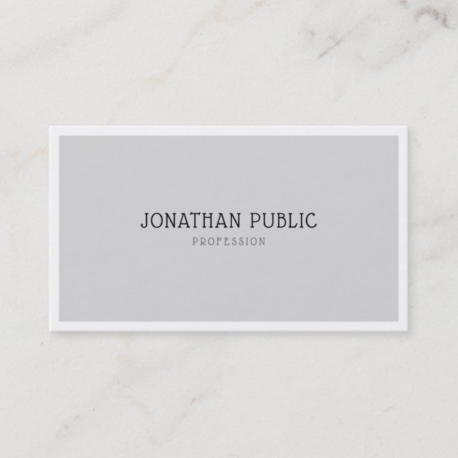 Elegant Minimalist Design Modern Simple Grey White Business Card (Front)