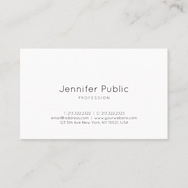 Elegant Minimalist Design Modern Trendy White Chic Business Card (Front)