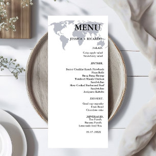Elegant minimalist Destination Navy Blue Wedding Menu