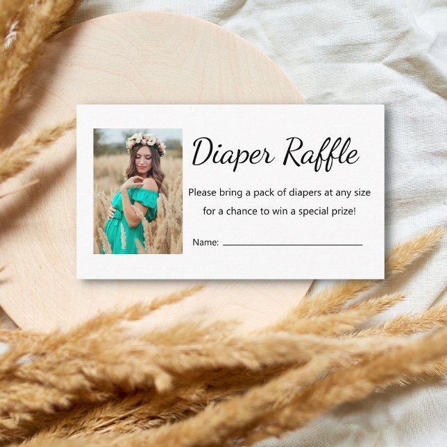 elegant minimalist diaper raffle baby shower photo enclosure card (Creator Uploaded)