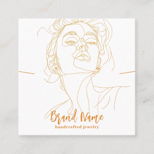 Elegant Minimalist Drawing Jewellery Display (Vol. Square Business Card (Front)