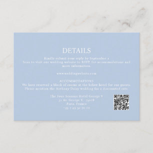 Elegant Minimalist Dusty Blue Details QR Code Enclosure Card