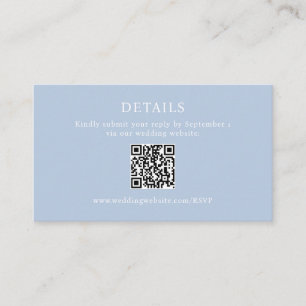 Elegant Minimalist Dusty Blue Details QR Code Enclosure Card