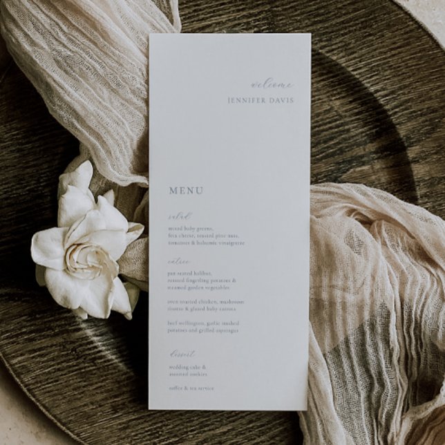 Elegant Minimalist Dusty Blue Place Card Menu (Creator Uploaded)