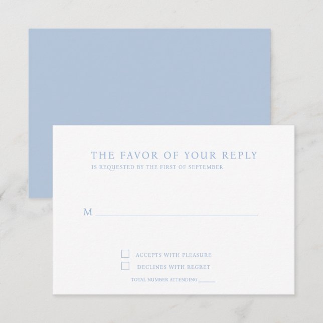 Elegant Minimalist Dusty Blue Response Card (Front/Back)